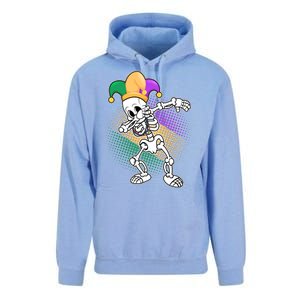 Dabbing Mardi Gras Skeleton Unisex Surf Hoodie