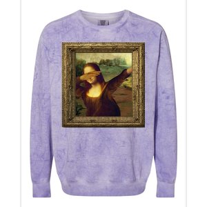 Dabbing Mona Lisa Colorblast Crewneck Sweatshirt