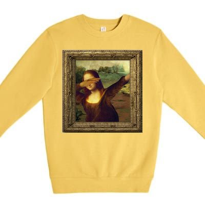 Dabbing Mona Lisa Premium Crewneck Sweatshirt