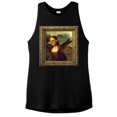 Dabbing Mona Lisa Ladies PosiCharge Tri-Blend Wicking Tank