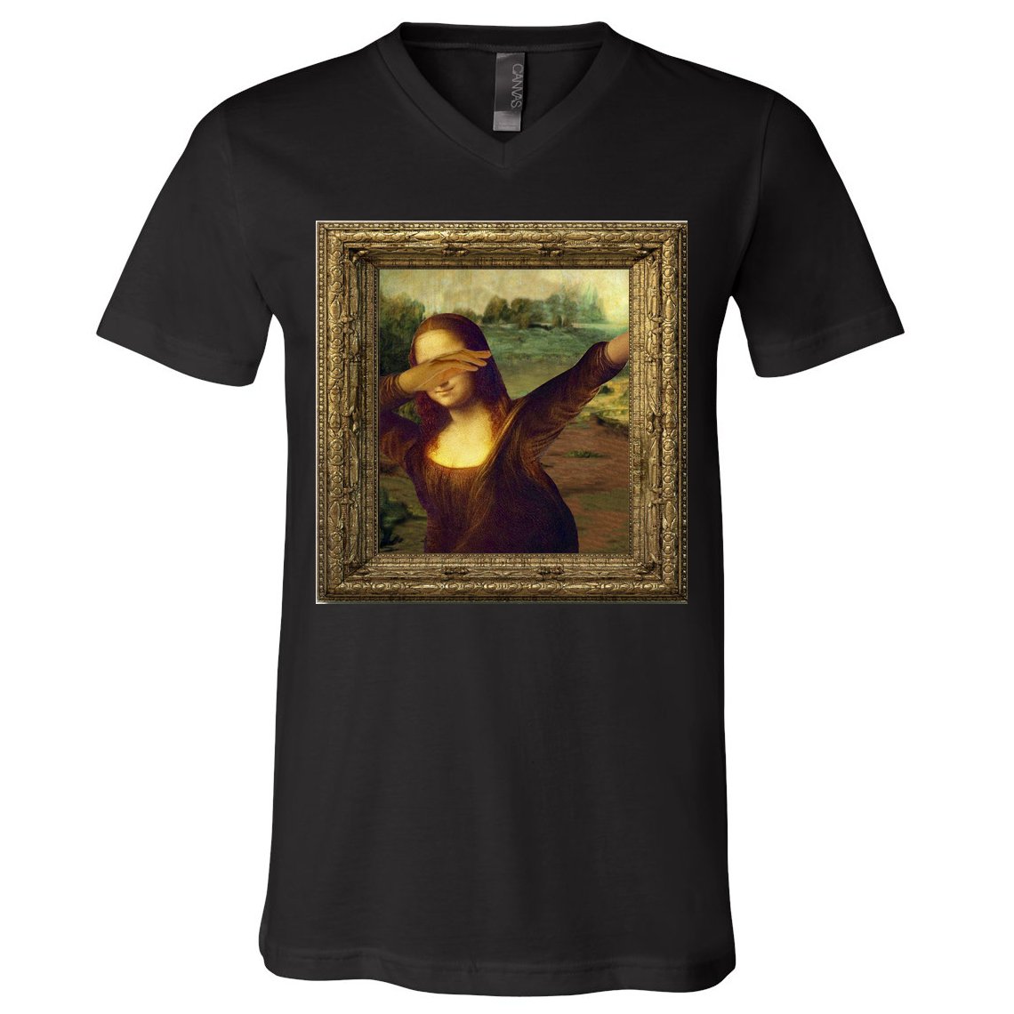 Dabbing Mona Lisa V-Neck T-Shirt
