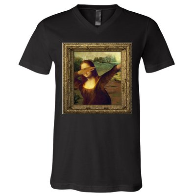 Dabbing Mona Lisa V-Neck T-Shirt