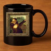 Dabbing Mona Lisa 11oz C Handle Ceramic Mug