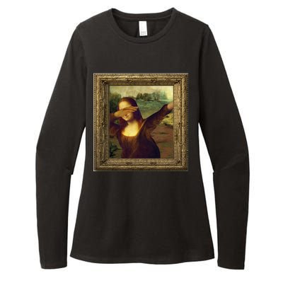 Dabbing Mona Lisa Womens CVC Long Sleeve Shirt