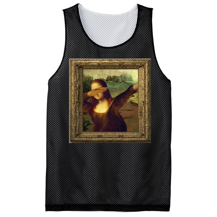 Dabbing Mona Lisa Mesh Reversible Basketball Jersey Tank