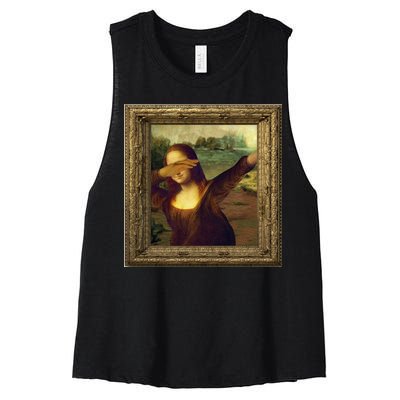 Dabbing Mona Lisa Women's Racerback Cropped Tank