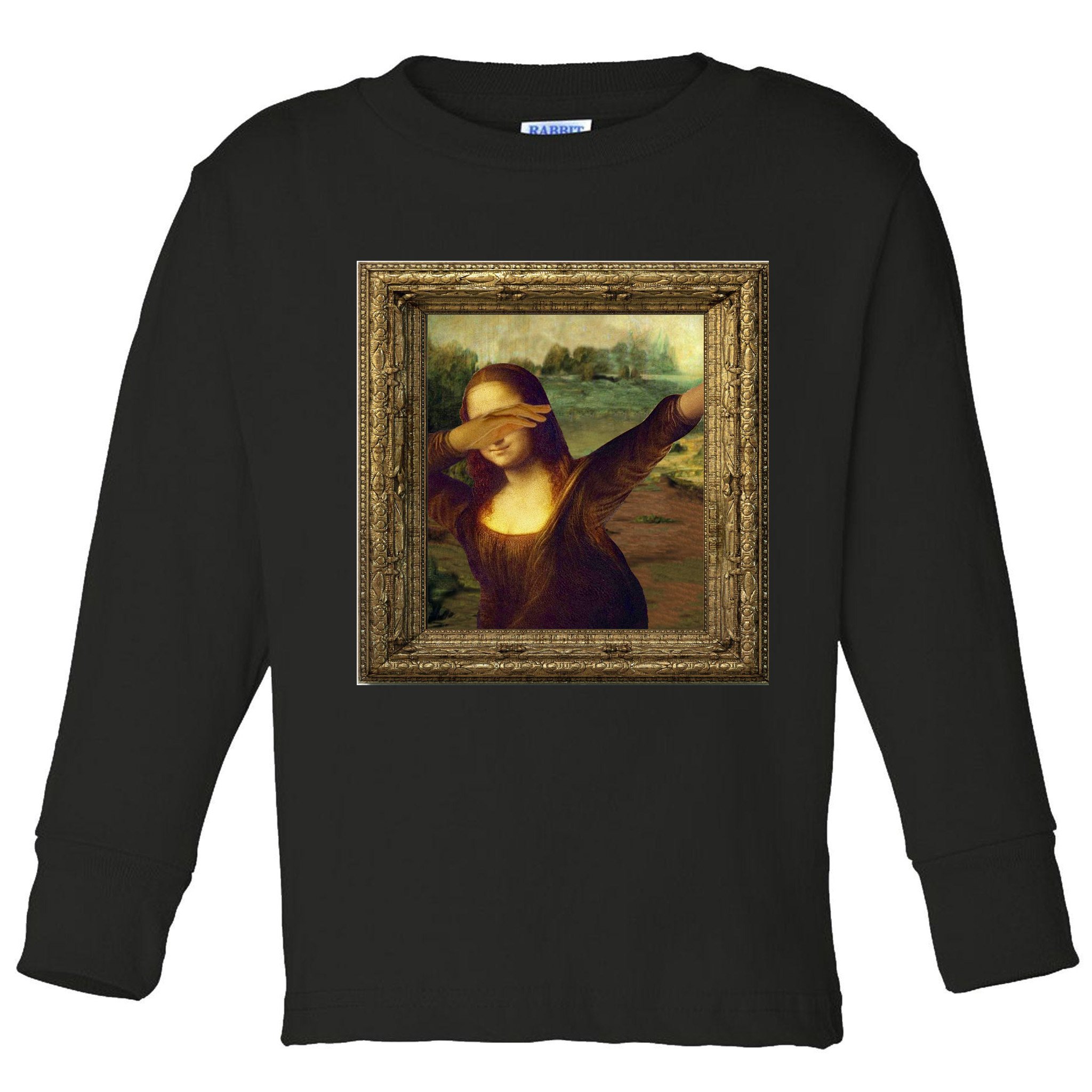 Dabbing Mona Lisa Toddler Long Sleeve Shirt