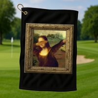 Dabbing Mona Lisa Golf Towel