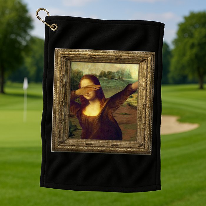 Dabbing Mona Lisa Golf Towel