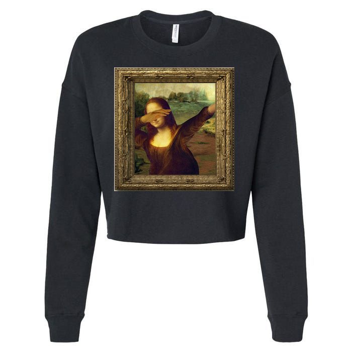 Dabbing Mona Lisa Cropped Pullover Crew