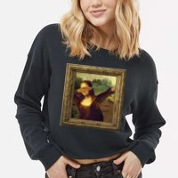 Dabbing Mona Lisa Cropped Pullover Crew