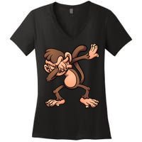 Dabbing Monkey Women's V-Neck T-Shirt