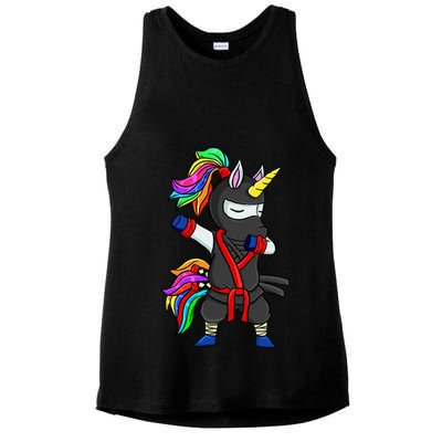 Dabbing ninja unicorn Ladies PosiCharge Tri-Blend Wicking Tank