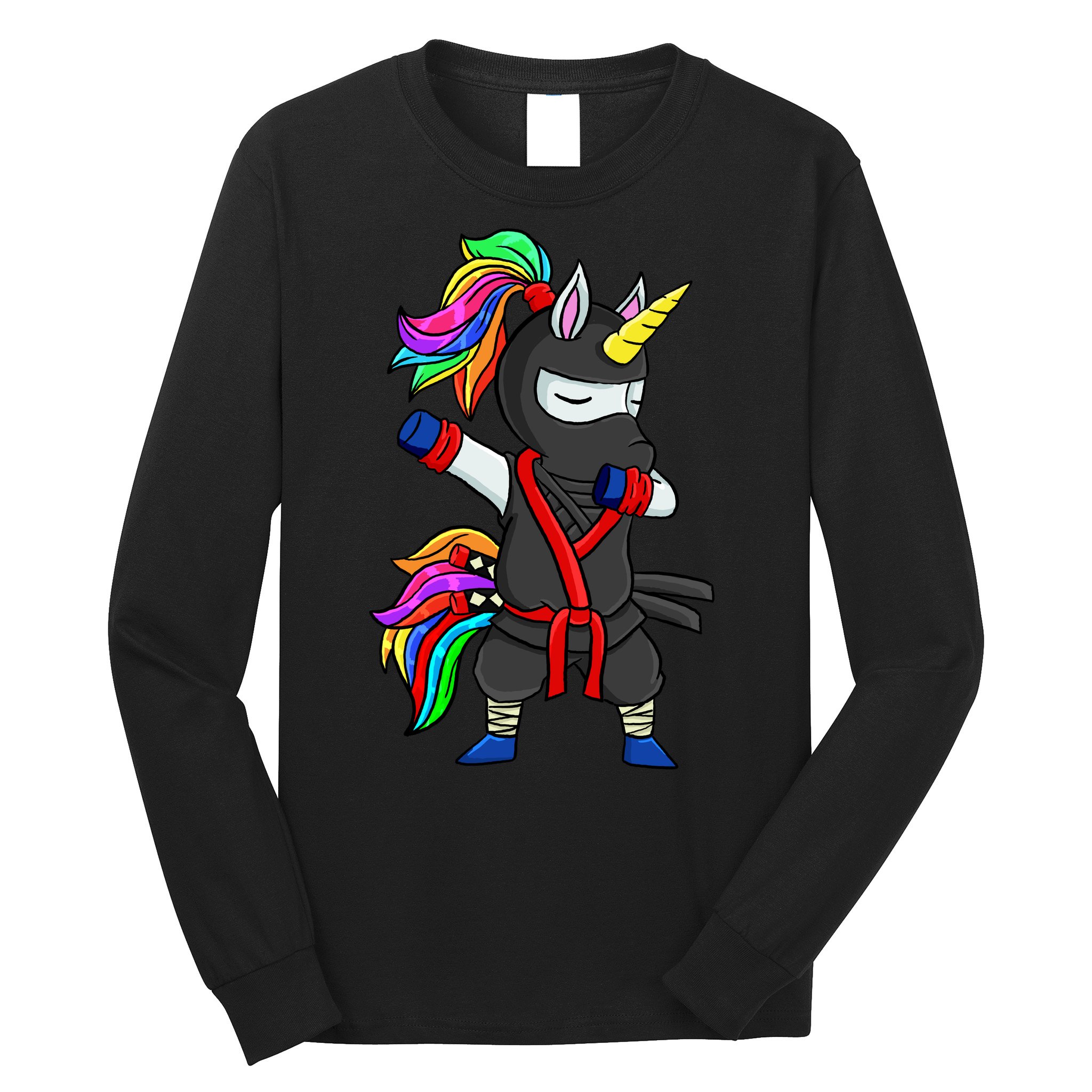 Dabbing ninja unicorn Long Sleeve Shirt