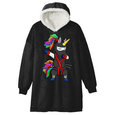 Dabbing ninja unicorn Hooded Wearable Blanket