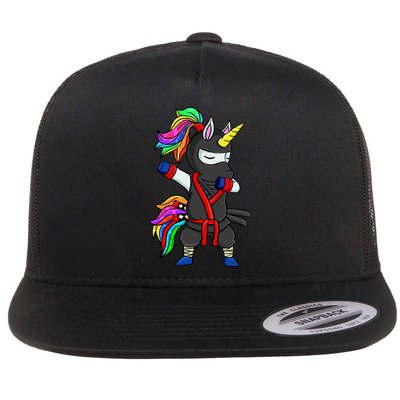 Dabbing ninja unicorn Flatbill Hat