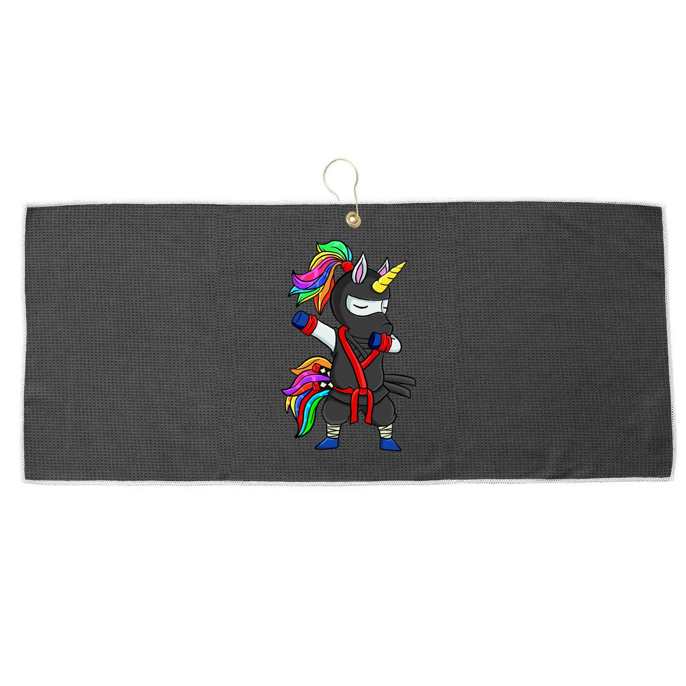 Dabbing ninja unicorn Large Microfiber Waffle Golf Towel