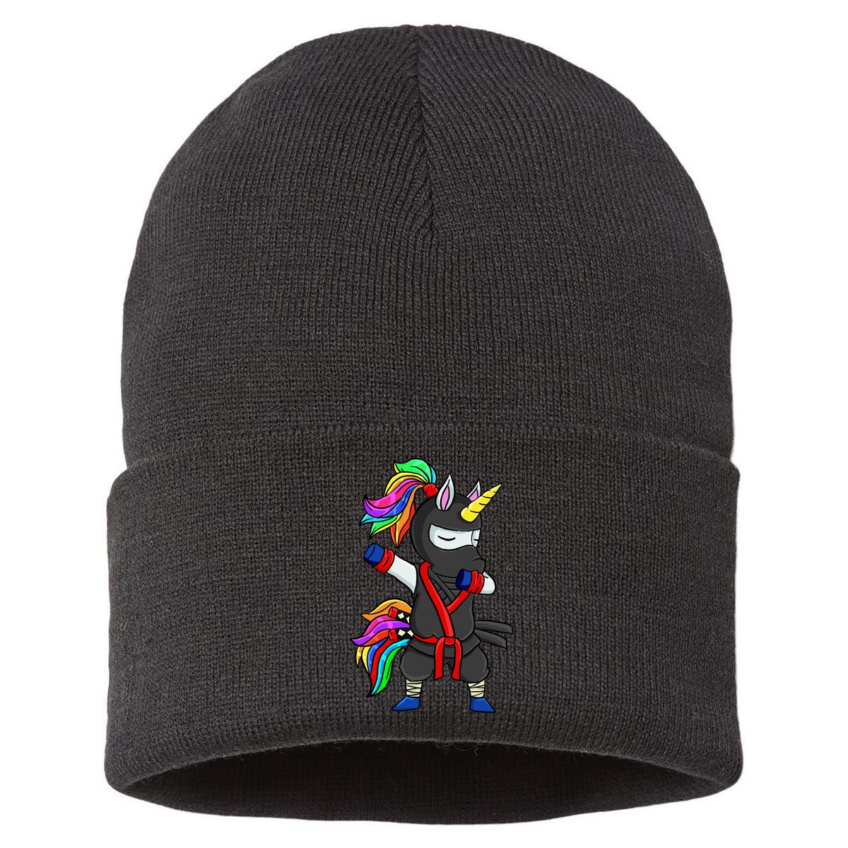 Dabbing ninja unicorn Sustainable Knit Beanie