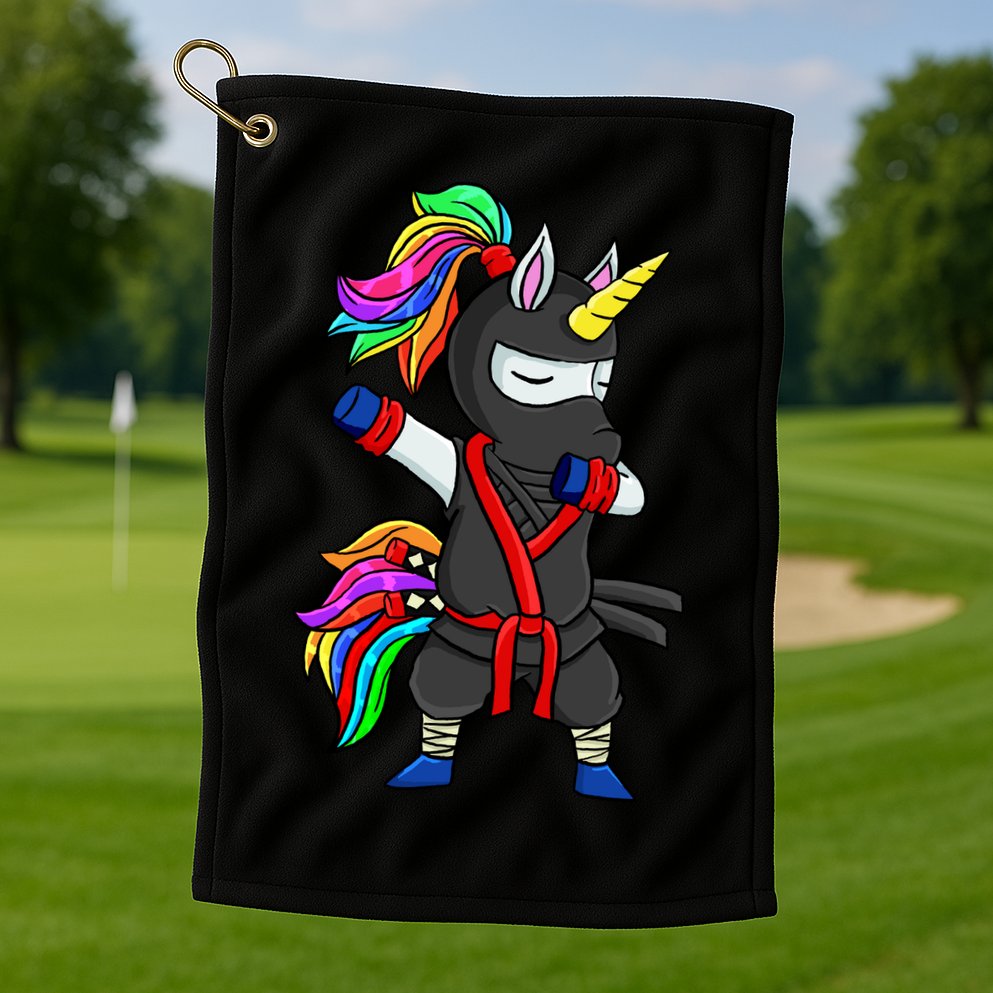 Dabbing ninja unicorn Golf Towel