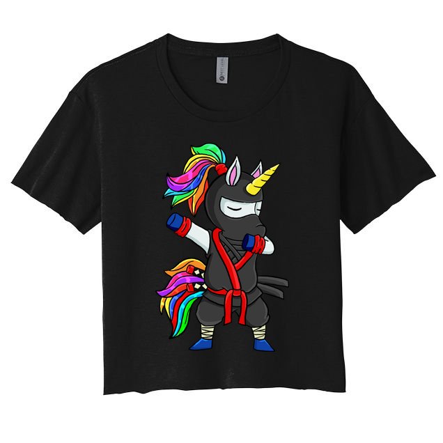 Dabbing ninja unicorn Crop Top