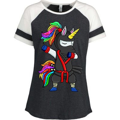 Dabbing ninja unicorn Enza Ladies Jersey Colorblock Tee