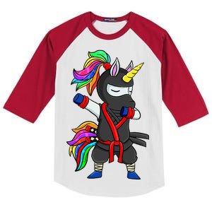 Dabbing ninja unicorn Kids Colorblock Raglan Jersey