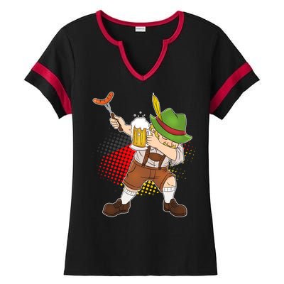 Dabbing Oktoberfest Guy Ladies Halftime Notch Neck Tee