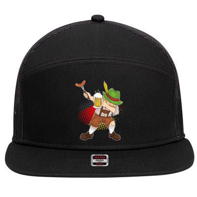 Dabbing Oktoberfest Guy 7 Panel Mesh Trucker Snapback Hat