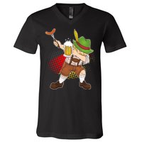 Dabbing Oktoberfest Guy V-Neck T-Shirt