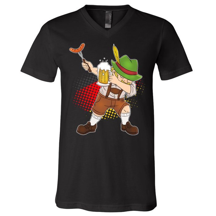 Dabbing Oktoberfest Guy V-Neck T-Shirt