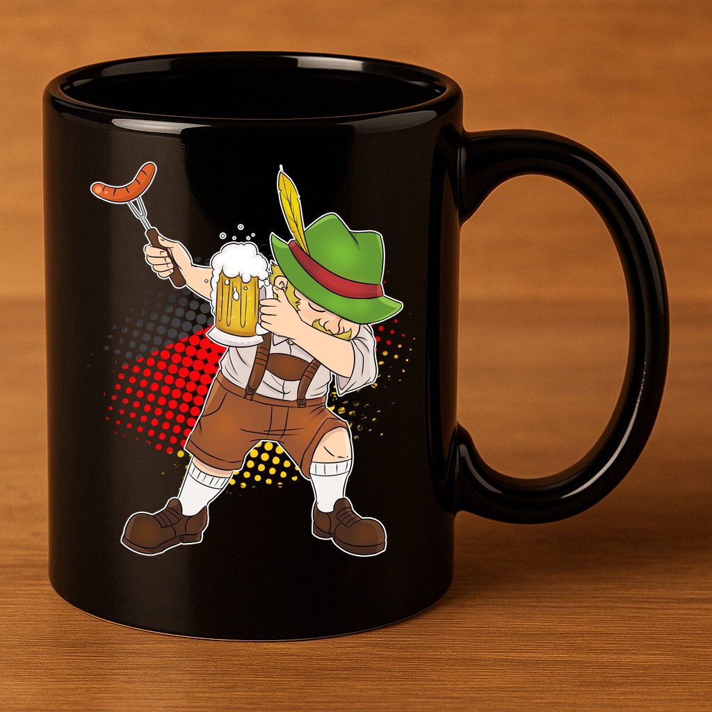 Dabbing Oktoberfest Guy 11oz C Handle Ceramic Mug