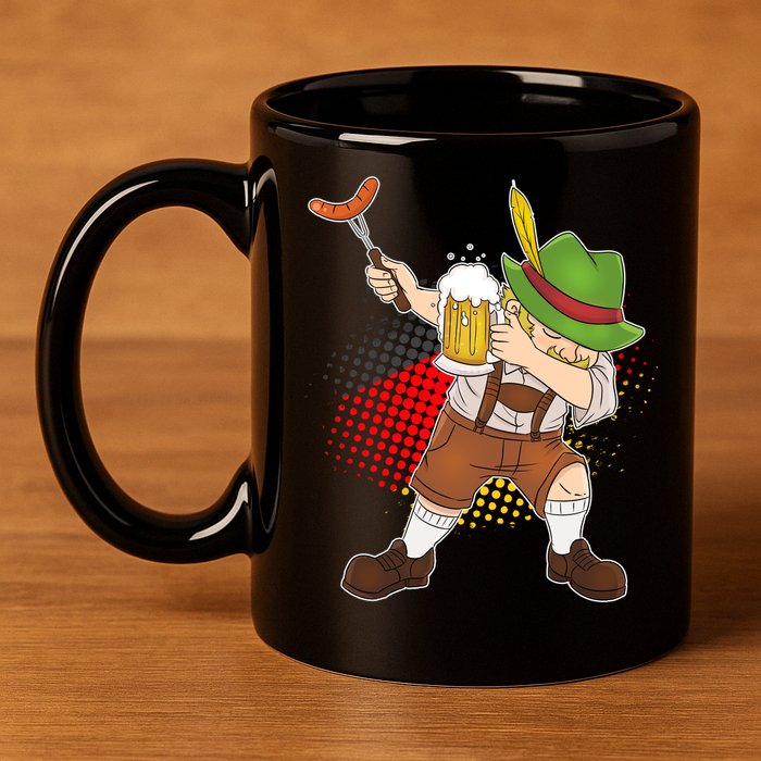 Dabbing Oktoberfest Guy 11oz C Handle Ceramic Mug