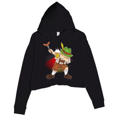 Dabbing Oktoberfest Guy Crop Fleece Hoodie