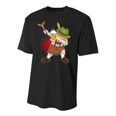 Dabbing Oktoberfest Guy Youth Performance Sprint T-Shirt