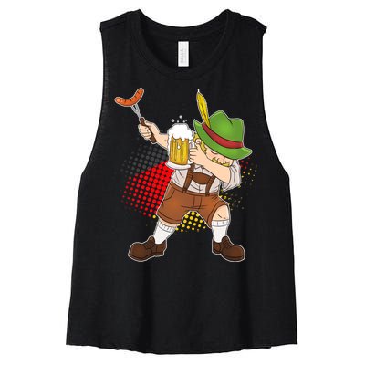 Dabbing Oktoberfest Guy Women's Racerback Cropped Tank