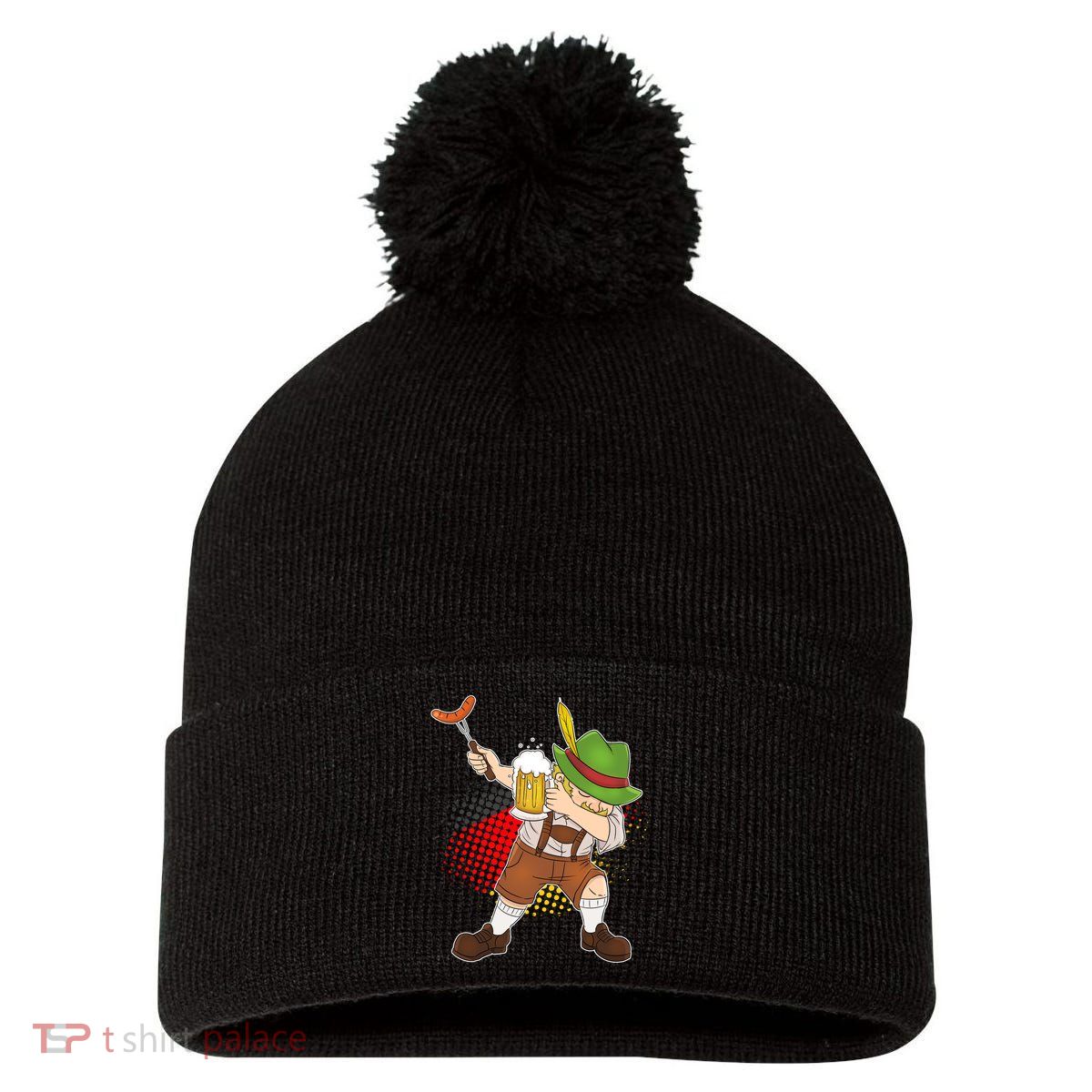 Dabbing Oktoberfest Guy Pom Pom 12in Knit Beanie