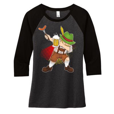 Dabbing Oktoberfest Guy Women's Tri-Blend 3/4-Sleeve Raglan Shirt