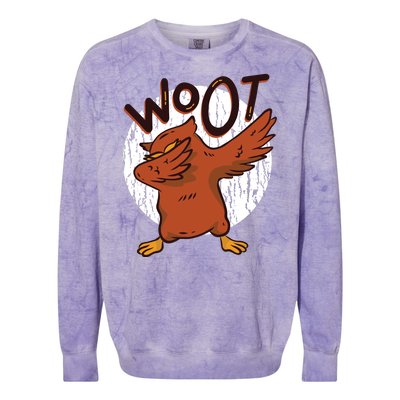 Dabbing Owl Woot Colorblast Crewneck Sweatshirt