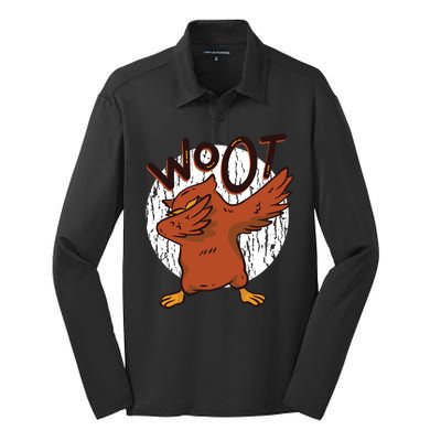 Dabbing Owl Woot Silk Touch Performance Long Sleeve Polo