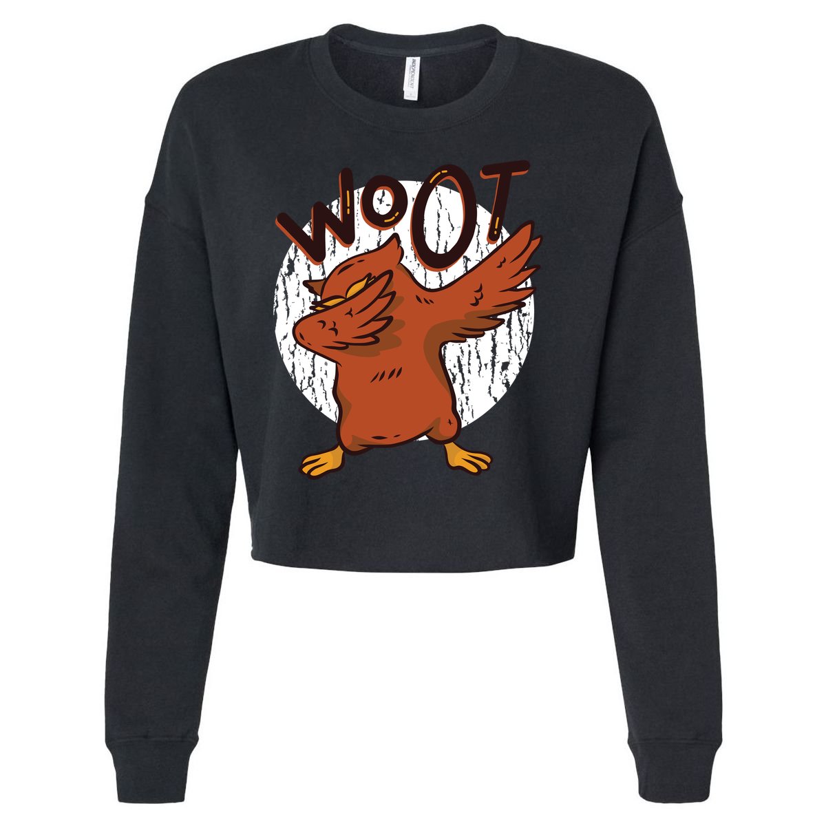 Dabbing Owl Woot Cropped Pullover Crew