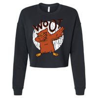 Dabbing Owl Woot Cropped Pullover Crew