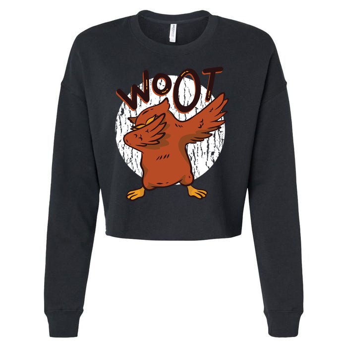Dabbing Owl Woot Cropped Pullover Crew