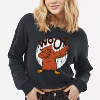 Dabbing Owl Woot Cropped Pullover Crew