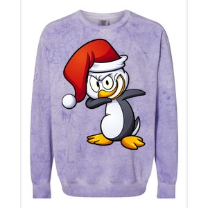 Dabbing Penguin Christmas Santa Hat Colorblast Crewneck Sweatshirt