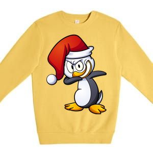 Dabbing Penguin Christmas Santa Hat Premium Crewneck Sweatshirt