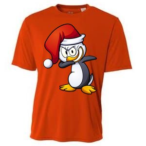 Dabbing Penguin Christmas Santa Hat Cooling Performance Crew T-Shirt