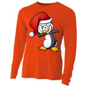 Dabbing Penguin Christmas Santa Hat Cooling Performance Long Sleeve Crew