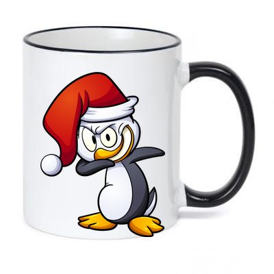 Dabbing Penguin Christmas Santa Hat 11oz Black Color Changing Mug