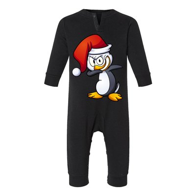 Dabbing Penguin Christmas Santa Hat Infant Fleece One Piece