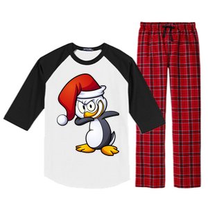 Dabbing Penguin Christmas Santa Hat Raglan Sleeve Pajama Set